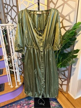 Samant Chauhan Olive Metallic Midi Dress M